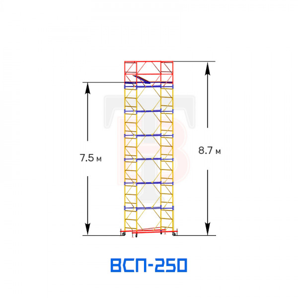 Вышка-тура строительная ВСП 250 1,0х2,0 м, высота 8,7 м