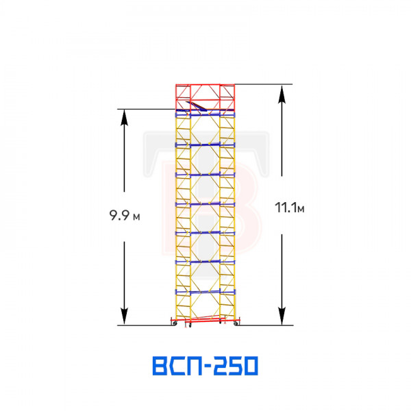 Вышка-тура строительная ВСП 250 1,2х2,0 м, высота 11,1 м