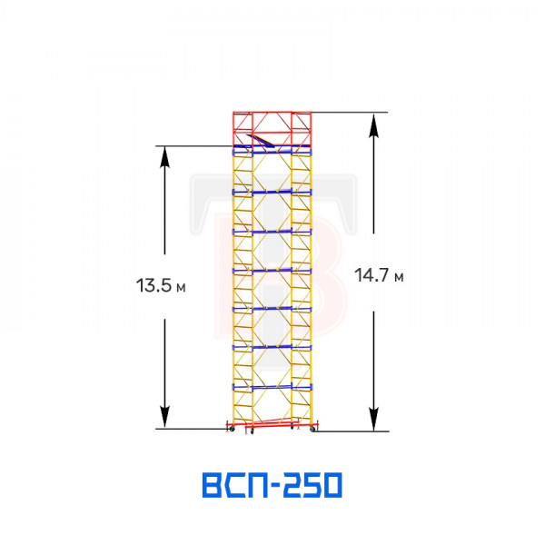 Вышка-тура строительная ВСП 250 1,2х2,0 м, высота 14,7 м