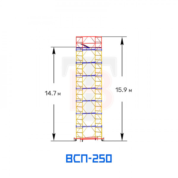 Вышка-тура строительная ВСП 250 1,2х2,0 м, высота 15,9 м