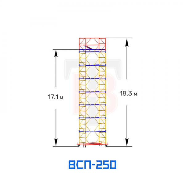 Вышка-тура строительная ВСП 250 1,2х2,0 м, высота 18,3 м