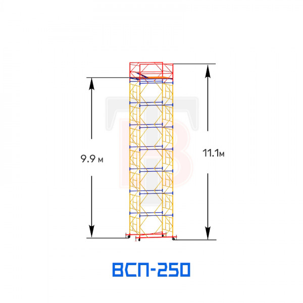 Вышка-тура строительная ВСП 250 1,6х1,6 м, высота 11,1 м