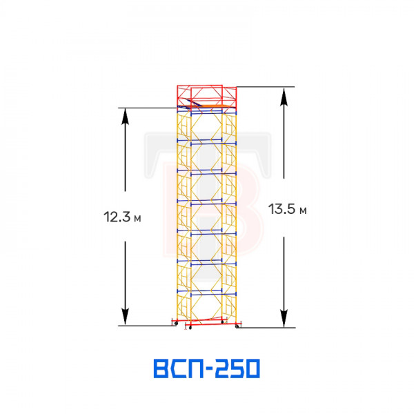 Вышка-тура строительная ВСП 250 1,6х1,6 м, высота 13,5 м