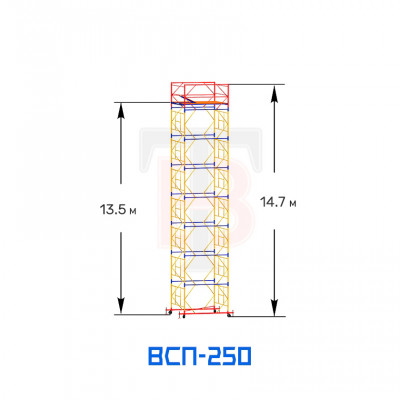 Вышка-тура ВСП 250 1,6х1,6 м, высота 14,7 м