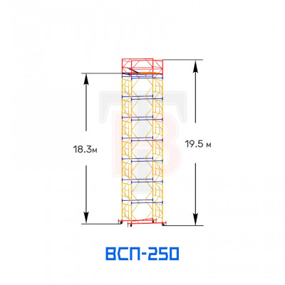 Вышка-тура ВСП 250 1,6х1,6 м, высота 19,5 м