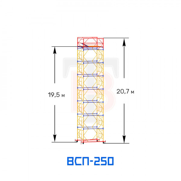 Вышка-тура строительная ВСП 250 1,6х1,6 м, высота 20,7м