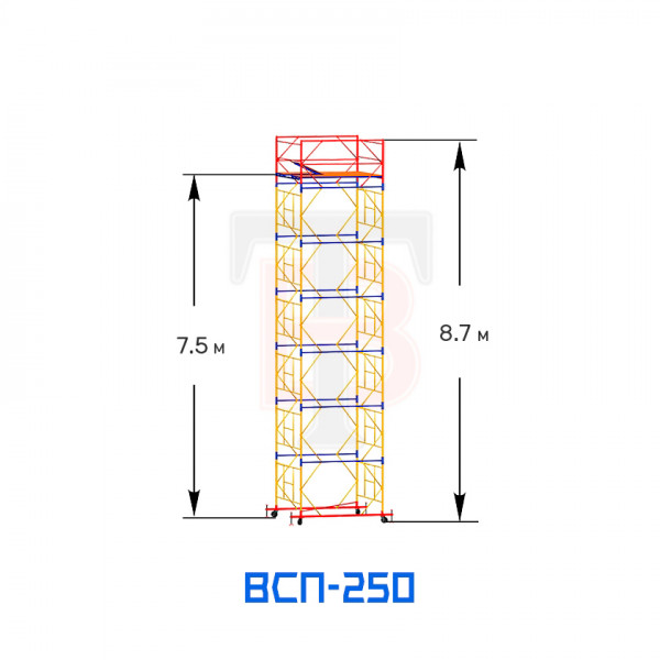 Вышка-тура строительная ВСП 250 1,6х1,6 м, высота 8,7 м