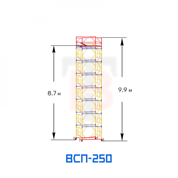 Вышка-тура строительная ВСП 250 1,6х1,6 м, высота 9,9 м