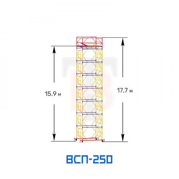 Вышка-тура строительная ВСП 250 2,0х2,0 м, высота 17 м